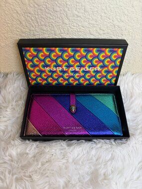 Kurt Geiger London Rainbow Metallic Leather Organizer Wallet NWT